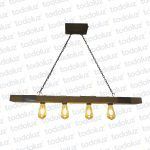 Colgante Estilo Rustico Lineal Madera 1M 4*E27 (54.732)