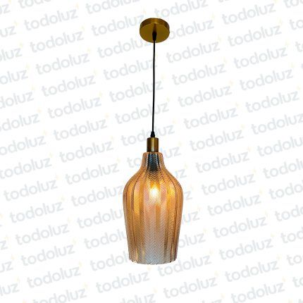 Colgante Tipo Campana Det. Dorado Vidrio Caramelo c/Textura 1*E27 (54.958)