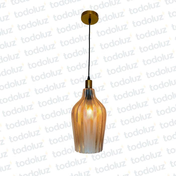 Colgante Tipo Campana Det. Dorado Vidrio Caramelo c/Textura 1*E27 (54.958)