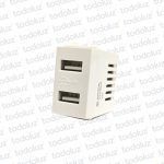 Cargador USB Doble 220Vac/5Vdc 2.1A Blanco Vitta