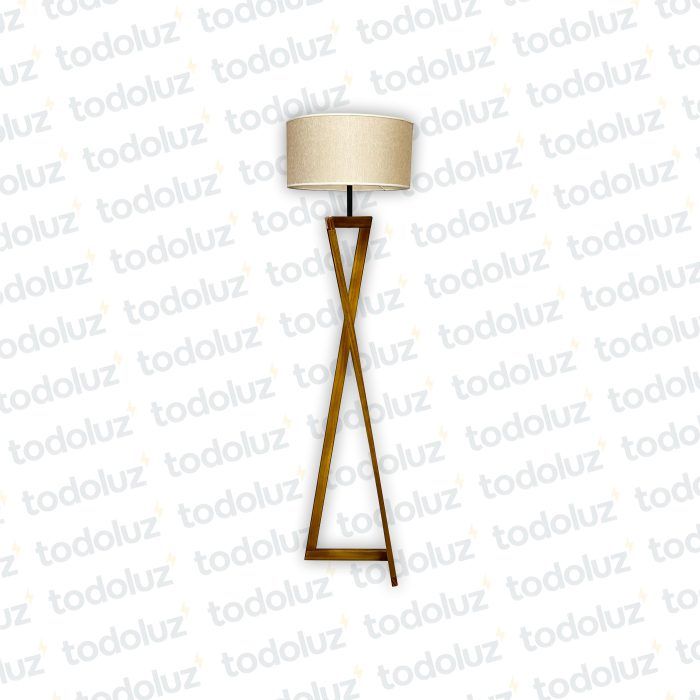 Luminaria de Pie Madera Tipo Z 160cm Pantalla Circular Beige (ø40cm) (56.219)