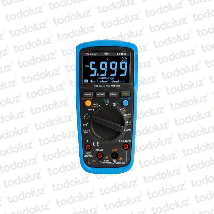 Multimetro Digital LCD Autorango (Tension 600Vdc/ac)(TRMS)(NCV)(Temp)(Cat.III/600V) Minipa