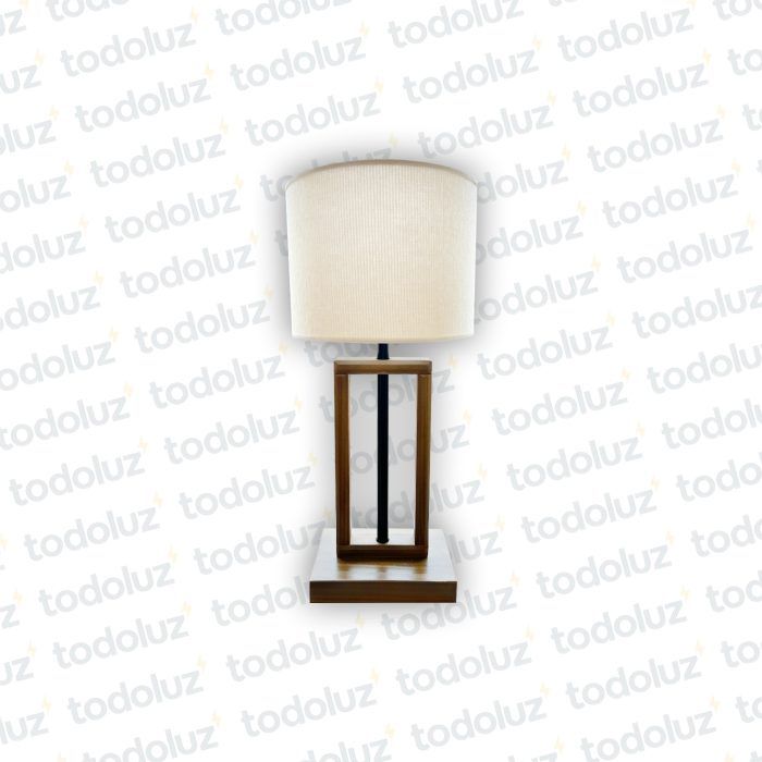 Luminaria de Mesa Rectangular Madera 57cm Pantalla Circular Beige (ø34cm) 1*E27 (56.218)