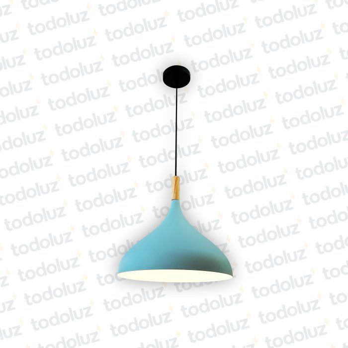 Colgante Semicirculo Celeste Pastel (ø300mm) F/Blanco Det. Madera 1*E27 (54.936)