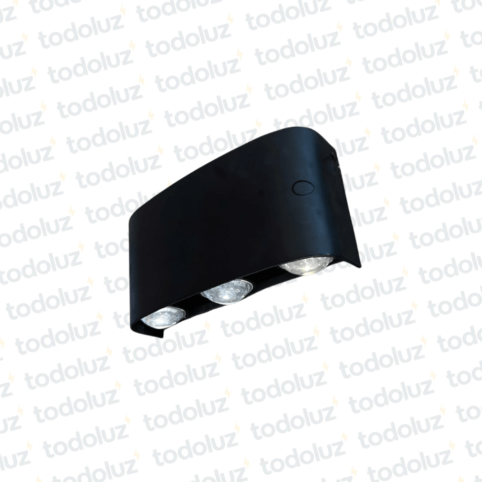 Aplique Ext. Bidireccional Curvo PVC Negro 6LED 6W 3000°k