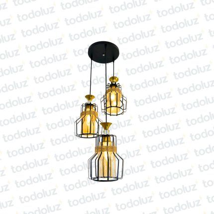 Colgante Triple Estilo Vintage Det. Piola Interior Vd. Cilindrico 3*E27 (54.983)