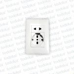 Placa Blanca c/ Tomacte. Schuko 16/20A 250V + Tomacte. Euroamericano 10/16A Alpes Curve Ek