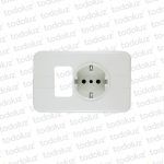 Plaqueta c/ Tomacte. Schuko 16A 250V+Mod. Libre Marfil Linea Vimar