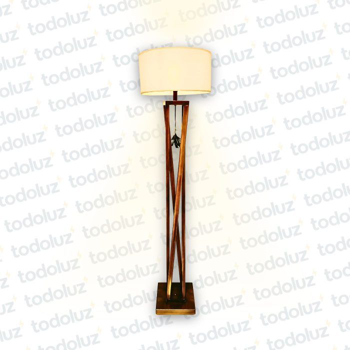 Luminaria de Pie 160cm Madera Torneado Nogal Pantalla Circular Lino Blanco Crudo (ø40cm)1*E27 (56.221)