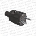 Ficha Macho Schuko Frontal 16A 250V Goma Negro Conatel