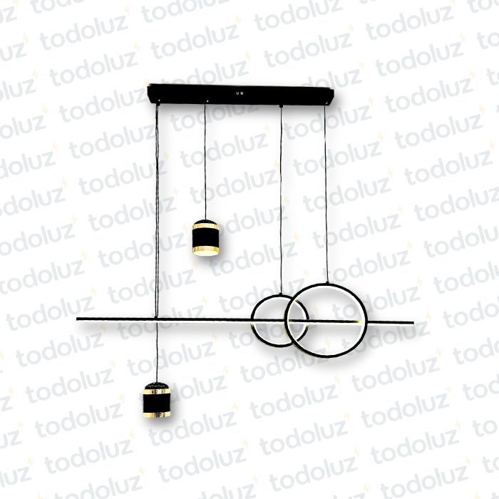 Colgante Barra Horizontal Negro Doble Aro + Doble Cilindro 3Tonos Led Incorp. (54.1005)