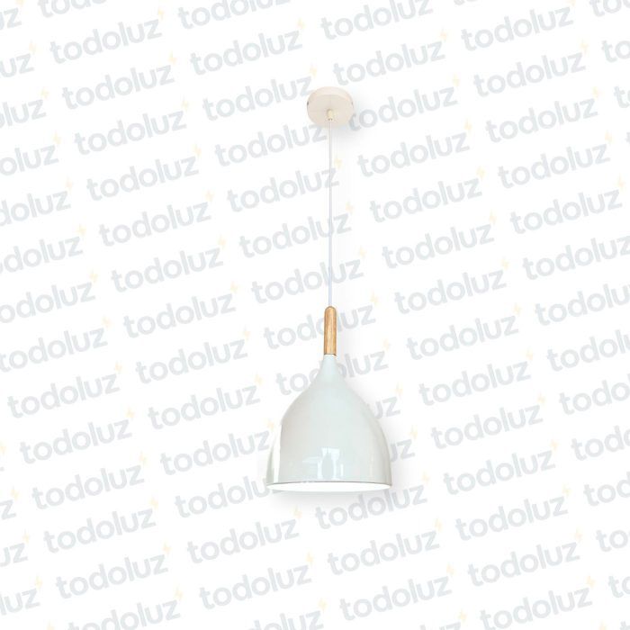 Colgante T. Campana Blanco Det. Madera 1*E27 (LIQUIDACION) (54.937)