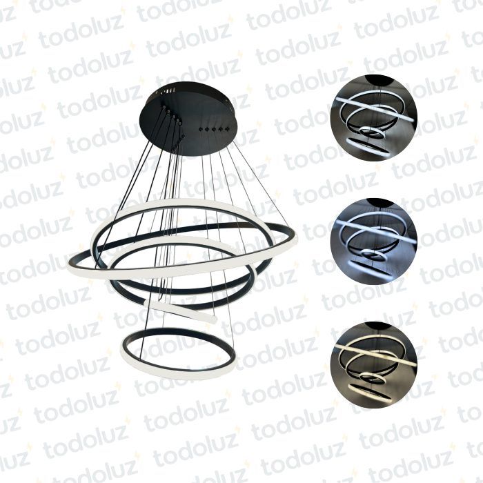 Colgante Quintuple Anillo Negro Triple Tono Led Incorp. (54.1001)