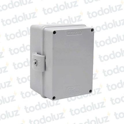 Gabinete Ext Plastico 160x120x100mm Gris IP66 c/ Placa de Montaje Tapa Opaco