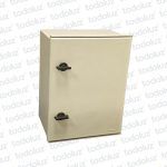Gabinete Ext Polyester 400x300x200mm Beige IP65 c/Placa de montaje Tapa Opaco