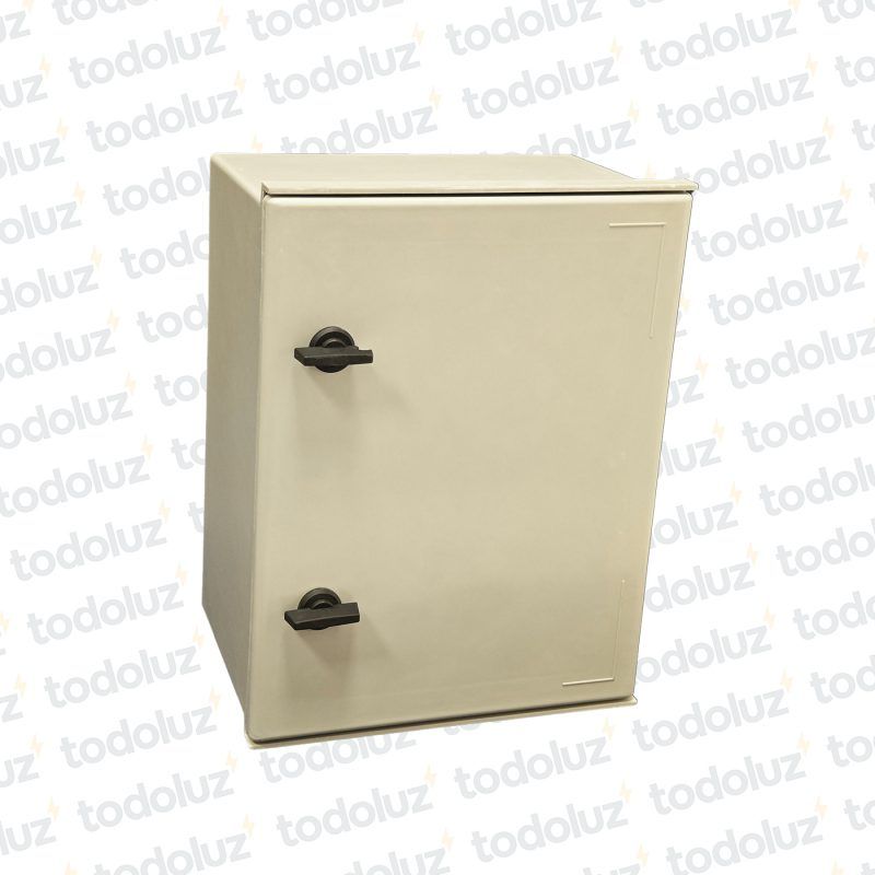 Gabinete Ext Polyester 400x300x200mm Beige IP65 c/Placa de montaje Tapa Opaco