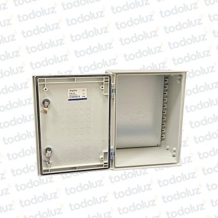 Gabinete Ext Polyester 400x300x200mm Beige IP65 c/Placa de montaje Tapa Opaco