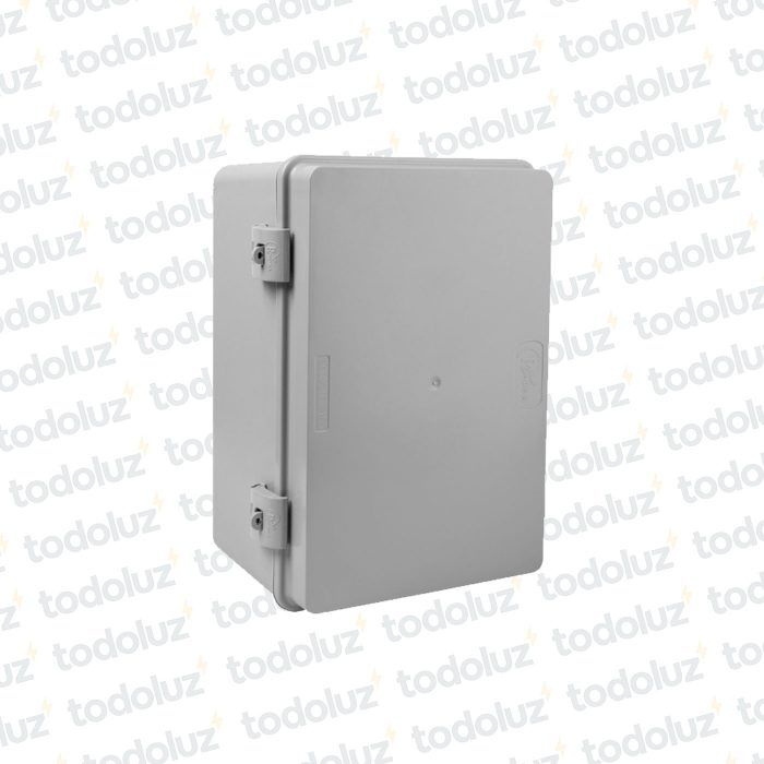 Gabinete Ext Plastico 300x200x150mm Gris IP68 c/ Placa de Montaje Tapa Opaco