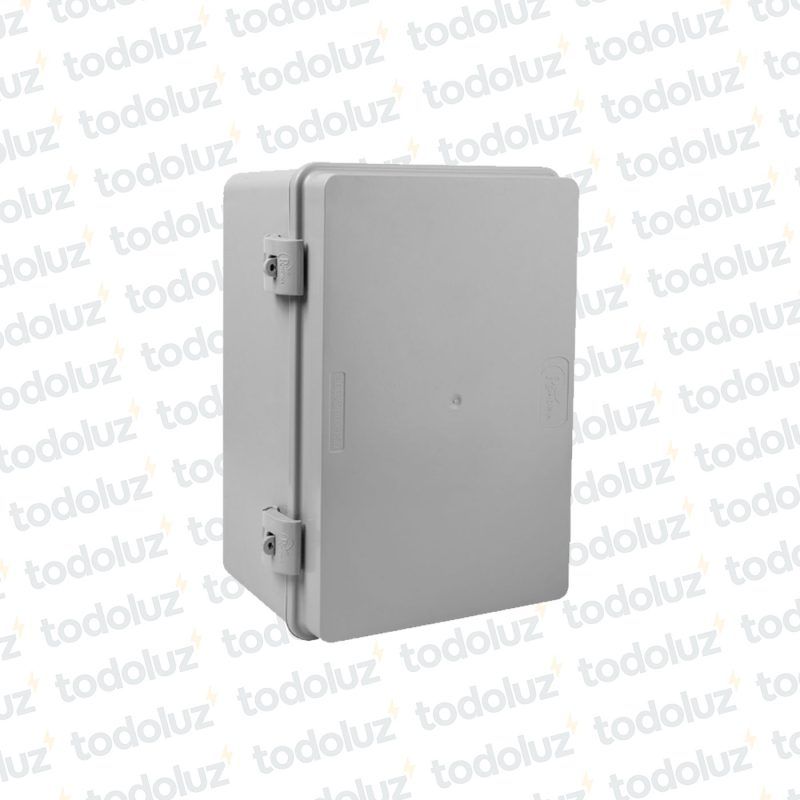 Gabinete Ext Plastico 300x200x150mm Gris IP68 c/ Placa de Montaje Tapa Opaco