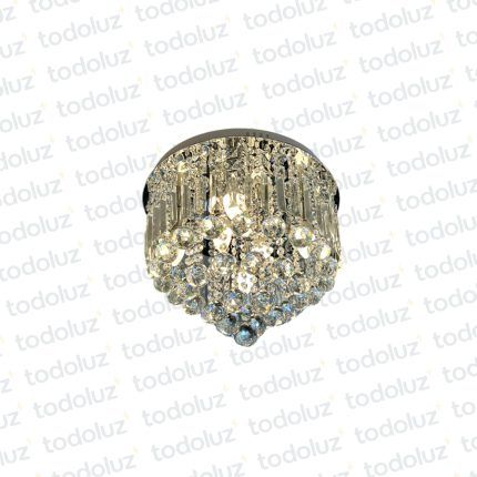 Plafon Circular Cromado Barras c/Terminacion Esferas Cristal 6*E14 (51.163)