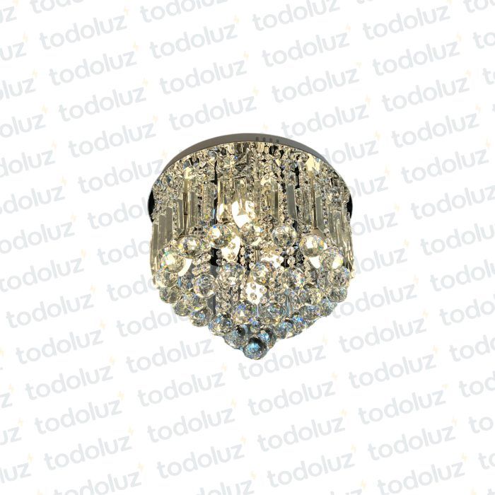 Plafon Circular Cromado Barras c/Terminacion Esferas Cristal 6*E14 (51.163)