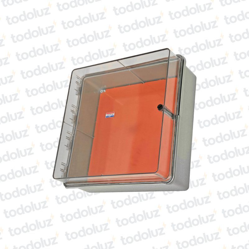 Gabinete Ext Plastico 470x483x206mm Beige IP65 c/ Placa de Montaje Tapa Transparente