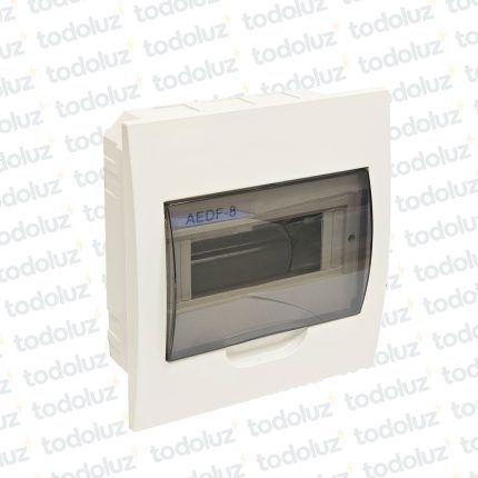 Tablero Embutir 8 Modulos Din Plastico c/ Tapa Fume