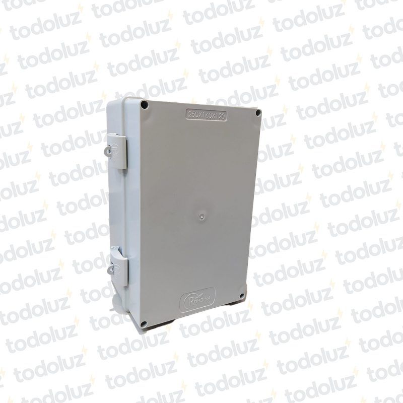 Gabinete Ext Plastico 250x160x120mm Gris IP66 c/ Placa de Montaje Tapa Opaco