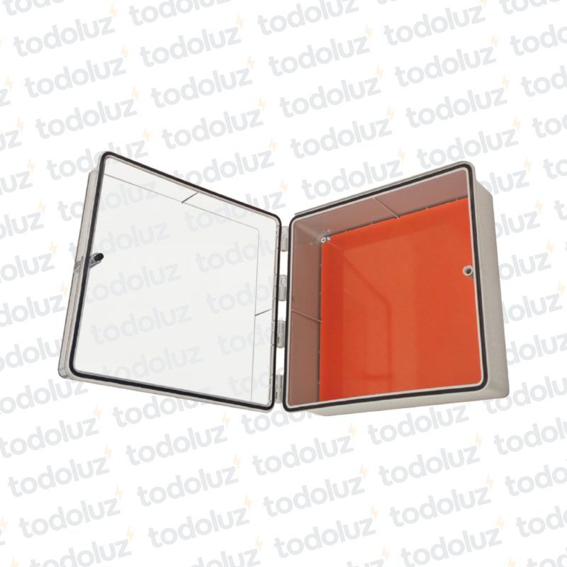 Gabinete Ext Plastico 470x483x206mm Beige IP65 c/ Placa de Montaje Tapa Transparente