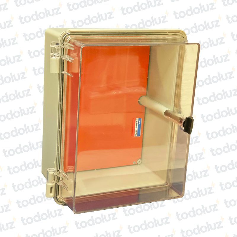 Gabinete Ext Plastico 367x303x206mm Beige IP65 c/ Placa de Montaje Tapa Transparente