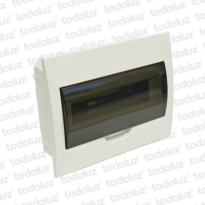 Tablero Embutir 12 Modulos Din Plastico c/ Tapa Fume