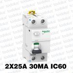 Disyuntor Diferencial 2P 25A 30mA IC60 Premium Schneider