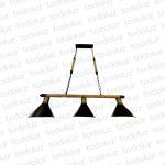 Colgante Barra Lineal Madera c/Pantallas Negras Detalle Cuerda 3*E27 (54.1024)