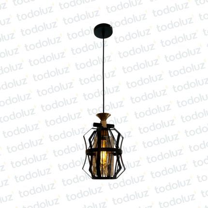 Colgante Estilo Vintage Cilindrico Negro c/Vidrio Interior Caramelo 1*E27 (54.1051)