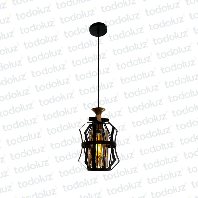 Colgante Estilo Vintage Cilindrico Negro c/Vidrio Interior Caramelo 1*E27 (54.1051)