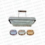 Plafon Rectangular Cromado Cristales Barras Transparentes Triple Tono Led Incorp. (51.165)