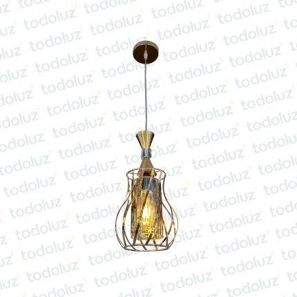 Colgante Torneado Dorado c/Vidrio Interior Cilindrico 1*E27 (54.1050)