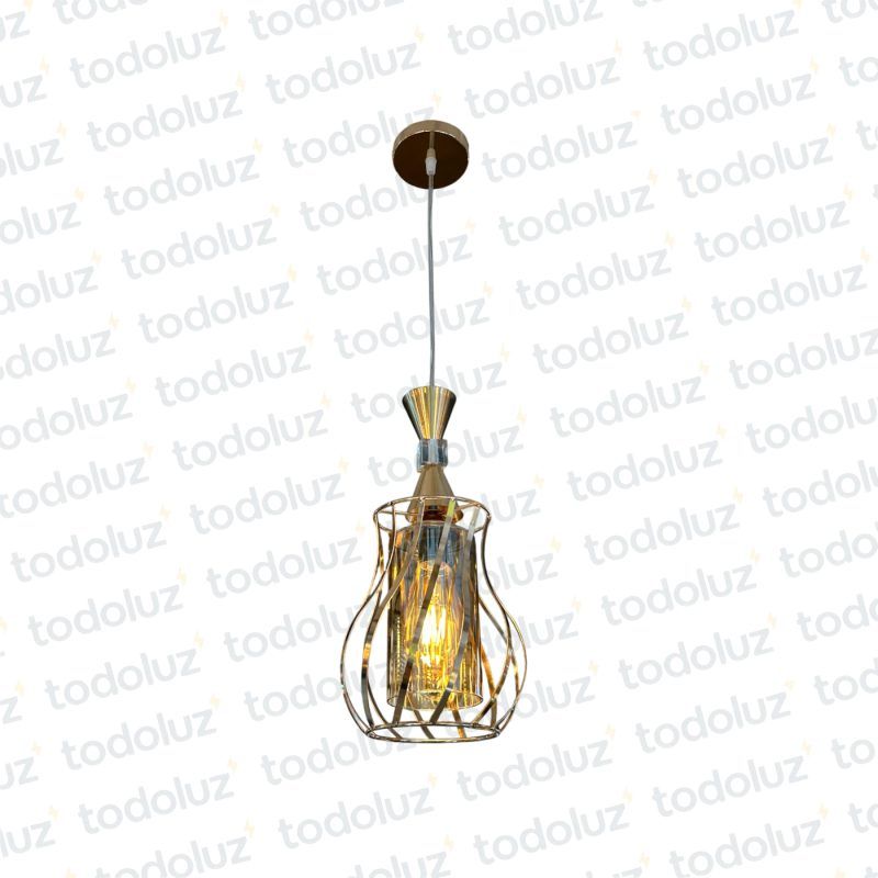 Colgante Torneado Dorado c/Vidrio Interior Cilindrico 1*E27 (54.1050)