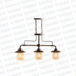 Colgante Estilo Industrial Marron Barra Horizontal Triple Pantalla c/Vidrio Transp. 3*E27 (54.1054)