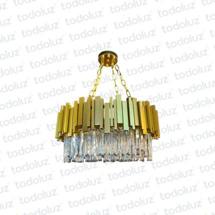 Colgante Circular Dorado Ø50cm c/ Barras de Cristal 6*E14 (54.1042)