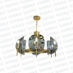 Colgante Dorado 6 Luces c/Vidrio Curvo Fume 6*E14 (54.1055)