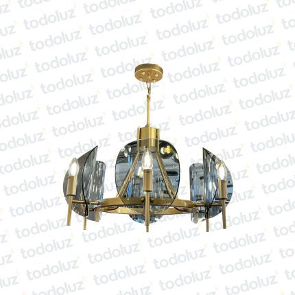 Colgante Dorado 6 Luces c/Vidrio Curvo Fume 6*E14 (54.1055)