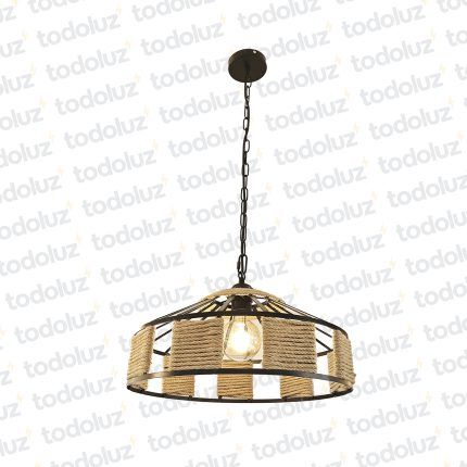 Colgante Estilo Industrial Negro ø30cm c/Enrejado Yute 1*E27 (54.694)
