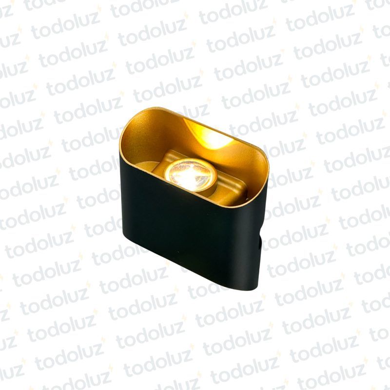 Aplique Ext. Bidireccional Cubo Negro F/Dorado 2W 3000°k (57.471)