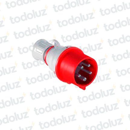 Ficha Macho Industrial 6H 3x32A+T+N (5 Pin) IP44 380-415V Rojo Eletromar