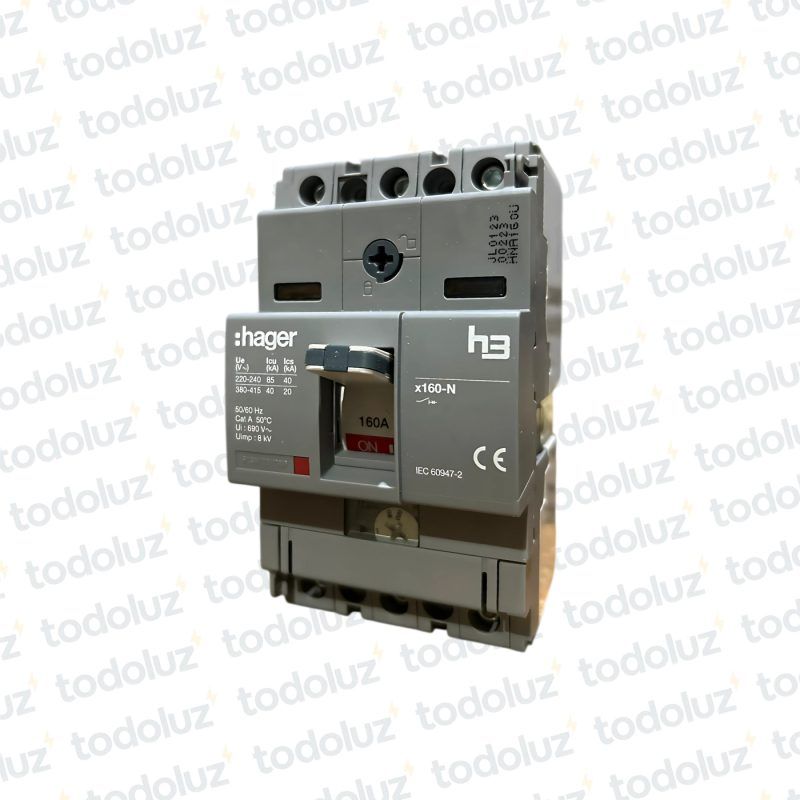 Disyuntor en Caja Moldeada Regulable 3P 160A 40ka/415Vac Hager