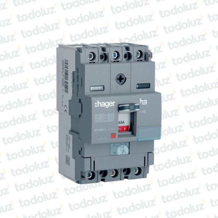 Disyuntor en Caja Moldeada Regulable 3P 63A 40ka/415Vac Hager