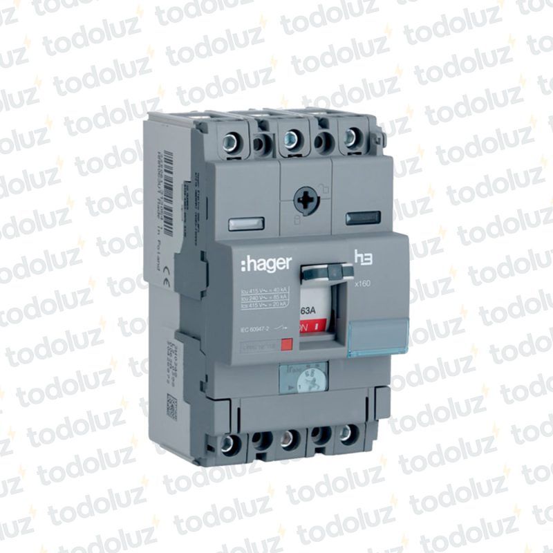 Disyuntor en Caja Moldeada Regulable 3P 63A 40ka/415Vac Hager