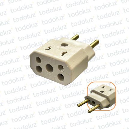Ficha Adaptadora (Hembra Frontal/Lateral Euroamericano + T/Padron Brasilero 10A/20A)(Macho Padron Brasilero s/ T 10A 250V) Gris (1)