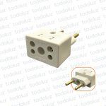 Ficha Adaptadora (Hembra Frontal/Lateral Euroamericano + T/Padron Brasilero 10A/20A)(Macho Padron Brasilero s/ T 10A 250V) Blanco (2)